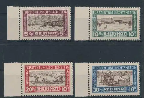 1928 Liechtenstein, n. 78/81, Zu Gunsten der Opfer der Rheinüberschwemmung, 4 Val, NMH**