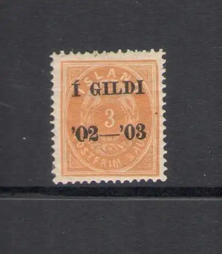 1902 Island, 3 a. Bistro gezackt 14 x 13 1/2, signiert Alberto Diena, MH*