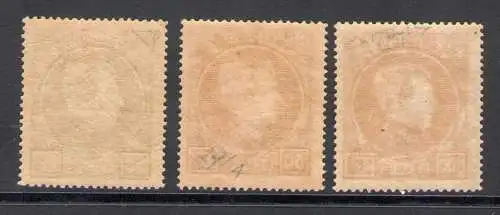 1929-32 Belgien - COB Katalog Nr. 290B-291A-292A Bildnisse von König Albert I. - Typ Montenez - Creme Papier - dentl 14 x 14 1/2 - MNH **