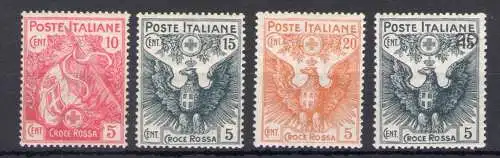 1915-16 Italien - Königreich, Nr. 102-05, Rotes Kreuz - postfrisch **