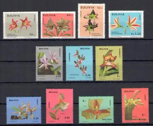 1971-74 Bolivien, Yvert n. 500/03 + 526/29 + Luftpost 310/13 - postfrisch **