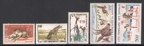 1958-59 COTE DES SOMALIS - Yvert n. 287/289 + PA 26 und 29 - postfrisch**