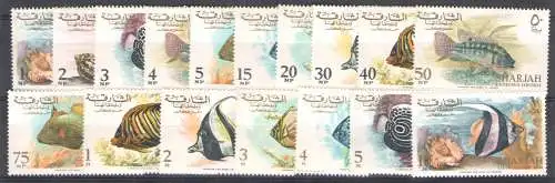 1966 Sharjah, Stanley Gibbons n. 206/22 - Fische - postfrisch**