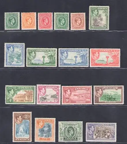 1938-52 JAMAIKA - Stanley Gibbons Nr. 121-133a - Serie 18 Werte - postfrisch**