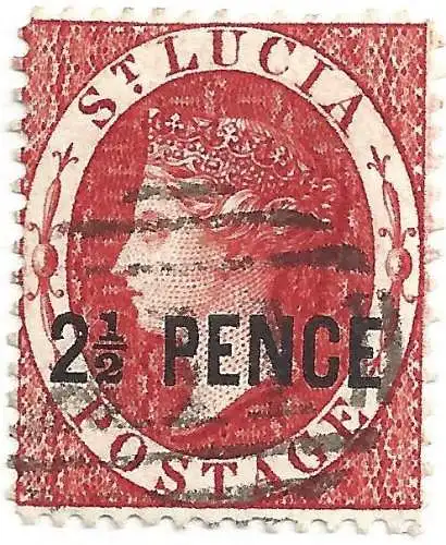 1881 ST. LUCIA - SG Nr. 24 2 1/2d. überdruckt GEBRAUCHT