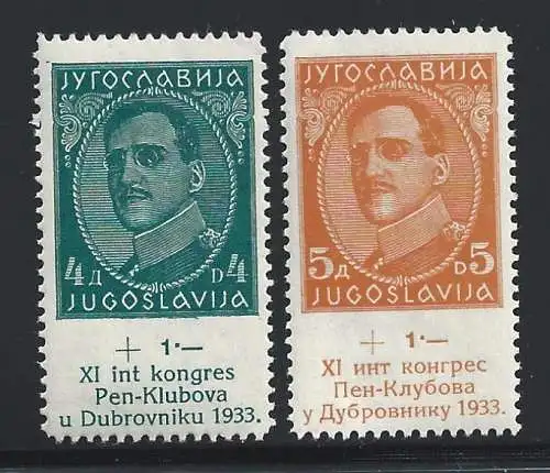 1933 JUGOSLAWIEN - Katalog Mi.-Nr. 249/254 - Unified Nr. 231/236 - postfrisch**