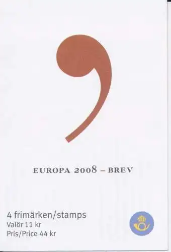 2008 EUROPA CEPT Schweden Libretto La Lettera MNH **