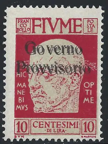 1921 Fluss, Nr. 176c 10 Cent. carmin MLH/* DOPPELAUFDRUCK