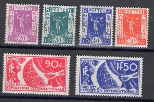 1936 FRANKREICH - Nr. 322/27 Internationale Ausstellung Paris 6 Werte - postfrisch **