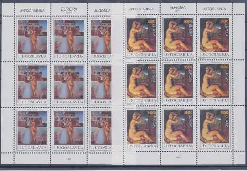 1993 EUROPA CEPT Jugoslawien 2 Miniblätter Zeitgenössische Kunst postfrisch **