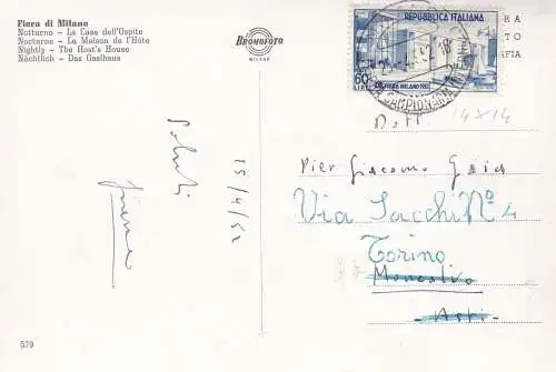 1952 30. Fiera di Milano Nr. 685 auf Postkarte mit spezieller Annullierung gewidmet