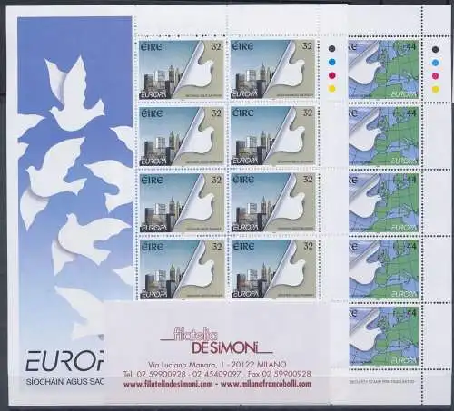 1995 EUROPA CEPT Irland 2 Kleinblätter, Frieden und Freiheit, postfrisch **