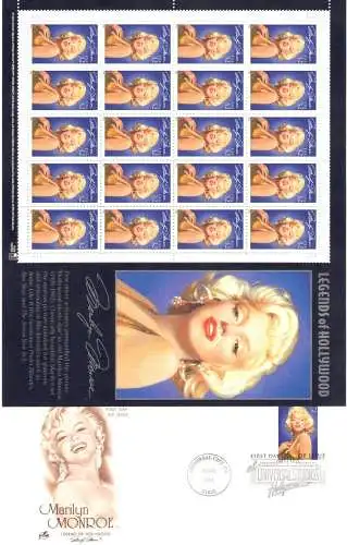 1995 USA, MARILYN MONROE FOLDER + FDC Legend of Hollywood MNH **