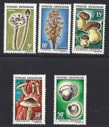 1967 Zentralafrikanische Republik, Scott 81/85 Pilze MNH/**