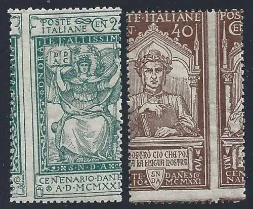 1921 Königreich, Nr. 116/117 2 Werte mit stark verschobener Verzahnung MNH/**