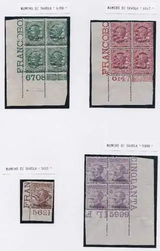 1912 EGEO STAMPALIA, Nr. 2/3/7 IN QUARTINE + Nr. 6 MIT TISCHNUMMER POSTFRISCH / **