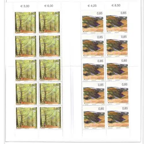 2011 EUROPA CEPT Luxemburg 2 Miniblätter mit 10 Werten Le Foreste MNH **