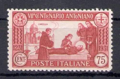 1931 Italien - Königreich, 7 Centenario Arcita San Antonio, Nr. 299 - postfrisch **