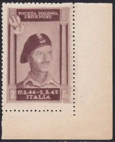 1946 POLNISCHES KORPS, Nr. 8a NEU OHNE GUMMI (*) Zertifikat Blond