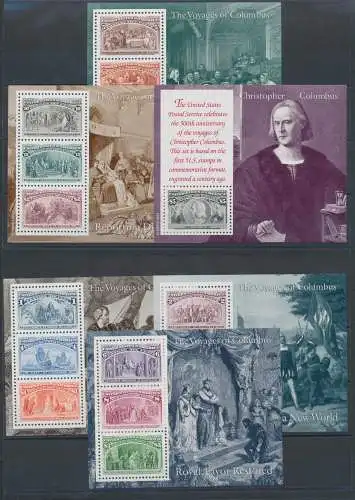 1992 USA - 1492-1992 The Voyages of Columbus - 6 Zettel/Souvenir Sheets - In Commemorative Special Box - MNH**