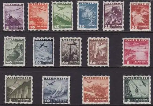 1935 ÖSTERREICH - Luftpost Nr. 32/46, Serie mit 15 Werten, postfrisch**