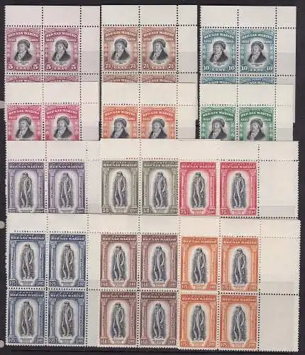 1935 SAN MARINO, Nr. 193/204 MNH/** VIERTELBLATTWINKEL