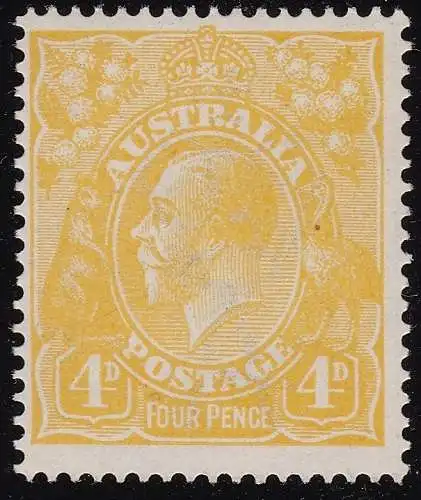 1915 AUSTRALIEN - Yvert 27a 4d. gelb MNH/** Raybaudi Zertifikat