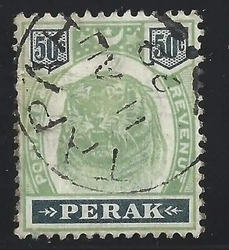 1898 Malaysische Staaten PERAK - SG 75 - 50c. grün und schwarz - GEBRAUCHT