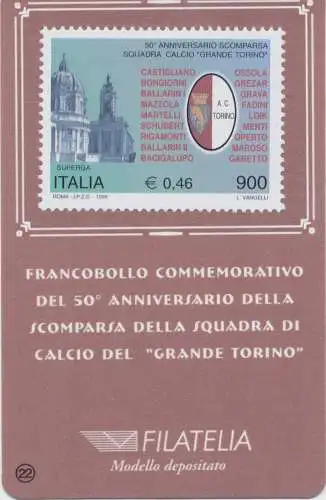 1999 Italien - Republik, Philatelistische Karte Grande Torino 0,46 Euro