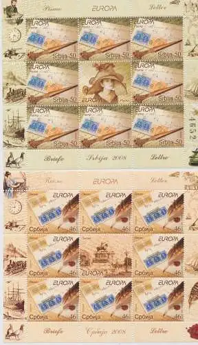 2008 EUROPA CEPT Serbien 2 Minifogli, La Lettera MNH **