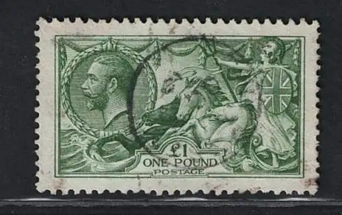 1913 Großbritannien, Bildnis König Georg V., 1 Pfund grün, gebraucht