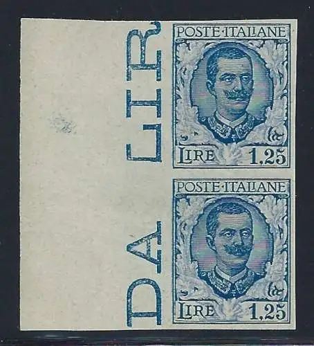 1926 KÖNIGREICH, Nr. 202d - Lire 1,25 Floral - MNH ** VERTIKALES PAAR UNGEZÄHNT