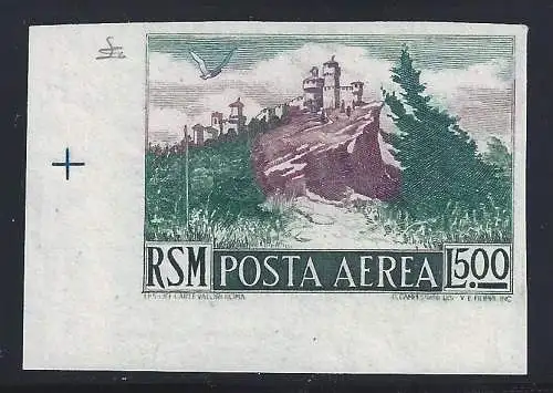 1950 SAN MARINO, Luftpost Nr. 91b Ansichten MNH** UNGEZÄHNT ADF