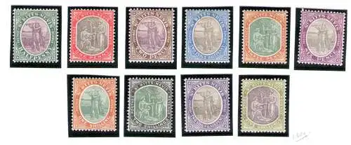 1903 ST. KITTS NEVIS Edoardo VII. 10er Set SG Nr. 1/10 MLH*