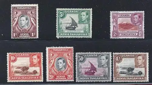 1938-54 KUT, SG Nr. 131-146 7 Werte Georg VI. MLH/MNH