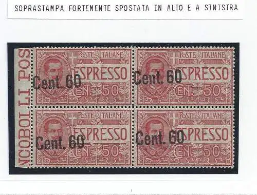 1922 Italien - Königreich, Espresso Nr. 6i QUARTINA N. TISCH POSTFRISCH / ** SORTEN