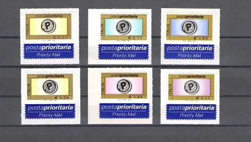 1999/2008 Repubblica Posta Prioritaria komplette Serie 38 Val Nr. 2455A/3122