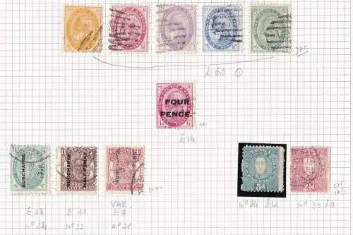 1886/95 TONGA - 10 verschiedene Werte GEBRAUCHT + MLH (SG 34)