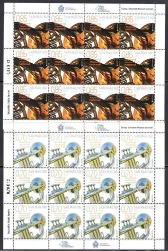 2014 EUROPA CEPT San Marino 2 Miniblätter von 12 Val Musikinstrumente MNH **