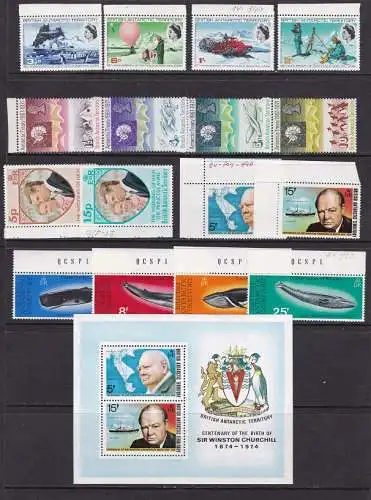 1969-77 BRITISCHE ANTARKTIS,BRITISH ANTARCTIC - 16 Werte + 1 BF MNH / **