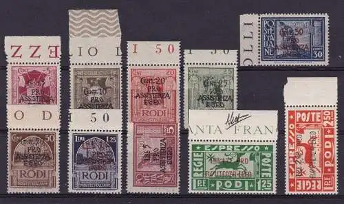 1943 Ägäis Deutsche Besetzung, Nr. 118/125 + Ex. 3/4 Serie mit 10 Werten MNH/** Zertifikat Blond