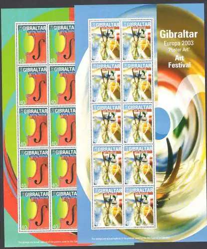 2003 EUROPA CEPT Gibraltar, Gibraltar Nr. 4 Miniblätter Kunst des Manifests MNH **