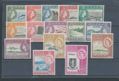 1964-68 BRITISH VIRGIN ISLANDS - Stanley Gibbons n. 178/192 Serie mit 15 Werten - postfrisch**