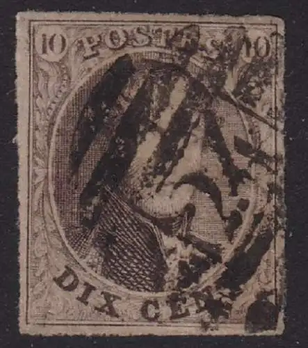 1849-50 Belgien - Nr. 3 König Leopold I. oval GEBRAUCHT MIT GUTEN RÄNDERN