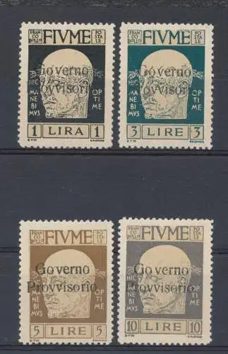 1921 Fluss, Bildnis von D'Annunzio und Provisorischer Regierung # 158,161,162,163, MH*