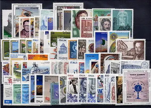 1998 Italien Republik, postfrisch, kompletter Jahrgang 63 Werte + 2 Zettel + 1 Europatagesheft - postfrisch **