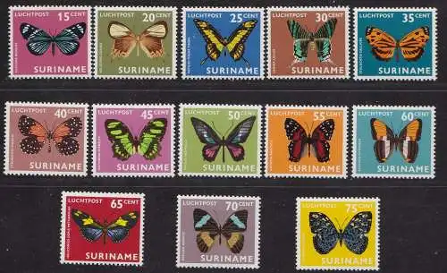 1972 SURINAME - Yvert PA 40/52 Serie mit 13 Werten MNH/**