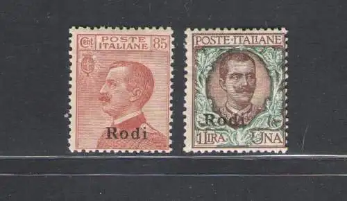 1922-23 Ägäis Rhodos, Nr. 13/14, Aufdruckmarken, MLH*