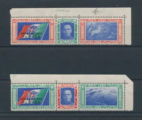 1933 Italien, Luftpost Nr. 51RDa/52d Tripttici Borg Sorte Büschel MNH **