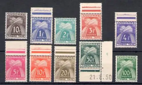 1946-53 Französisch-Andorra, Segnatasse Nr. 32-41 - postfrisch **